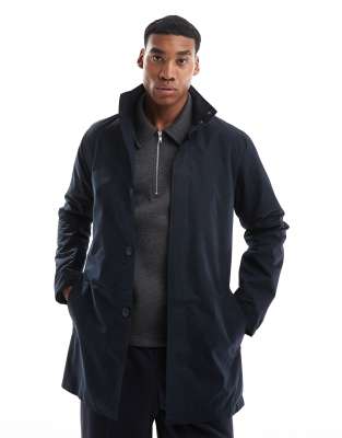Thumbnail - French Connection - Gefütterte Jacke in Marineblau im Trench-Stil mit Stehkragen