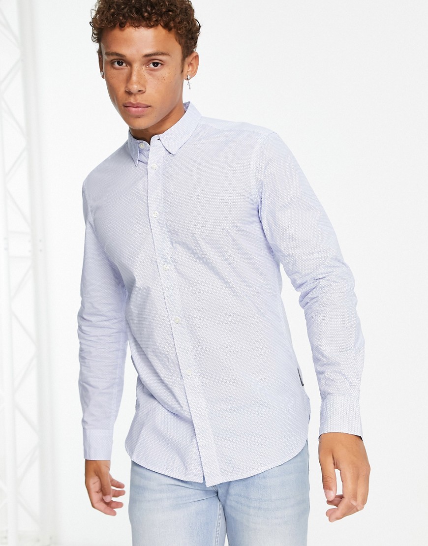 French Connection geo print slim fit shirt-Blue