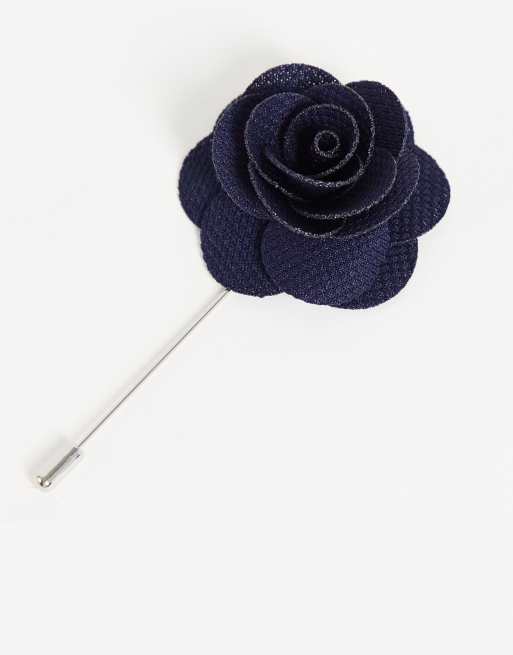 French Connection - Gestippelde pochet en reversspeld in marineblauw, 4 van 4