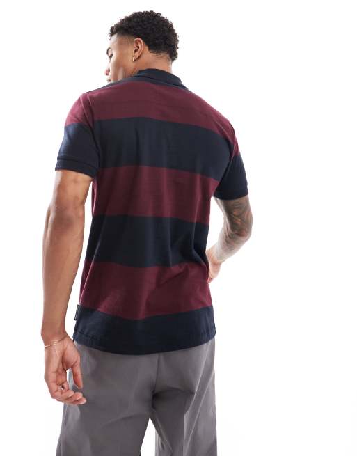 French Connection - Gestreepte polo in marineblauw en bordeauxrood, 4 van 4