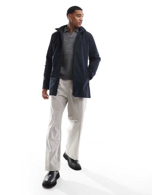 French Connection - Gevoerde regenjas met capuchon in marineblauw, 2 van 4
