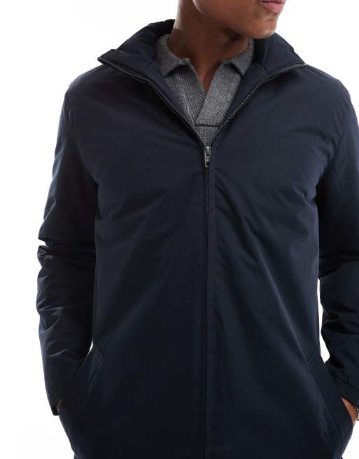 French Connection - Gevoerde regenjas met capuchon in marineblauw, 3 van 4