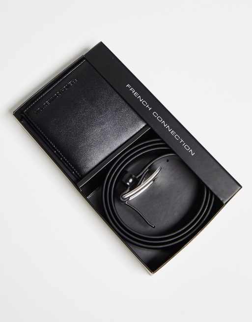 French connection gift set wallet and belt in black | ASOS