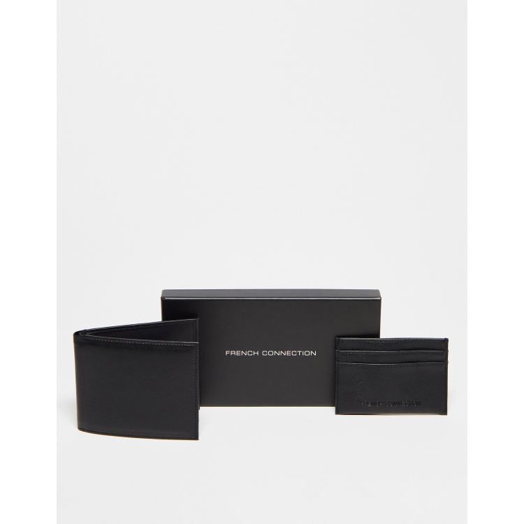 French Connection gift set wallet and cardholder in black