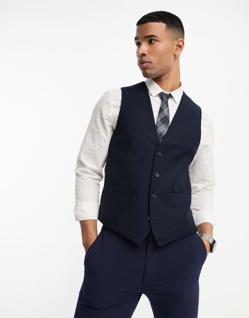 French Connection - Gilet in marineblauw met contrasterende revers