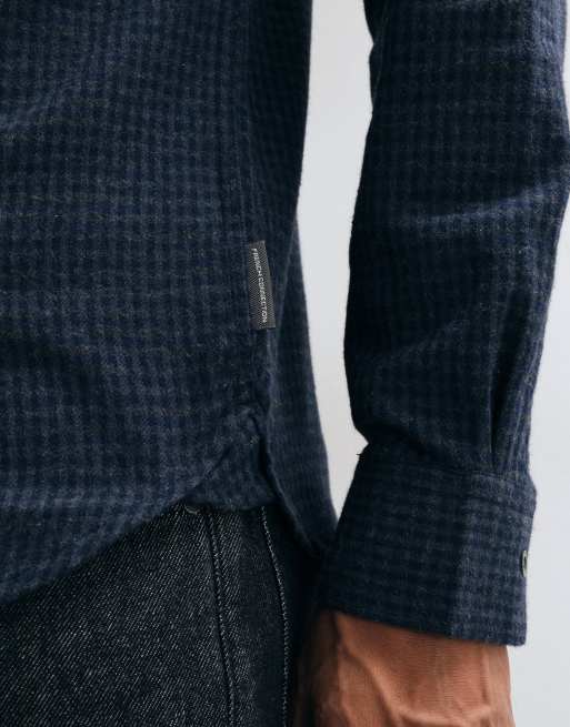 French Connection gingham check long sleeve flannel shirt in charcoal, 5 of 5