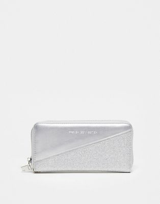 French Connection glitter purse in silver - ASOS Price Checker