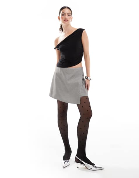 French Connection glitter skort in silver - view 1