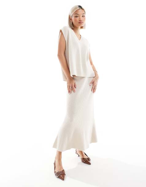 French Connection - Gonna in maglia color avena in coordinato - view 1