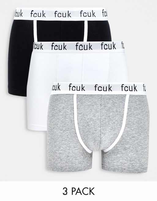 French Connection – Grå och flerfärgade trunks med logga, 3-pack 