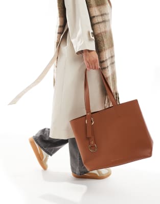 grain tote bag in tan-Brown