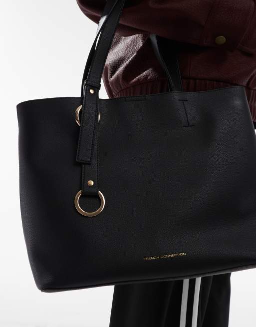 French connection womens classic tote black best sale