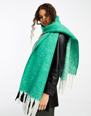 French Connection large soft tassled scarf in green - ASOS Price Checker