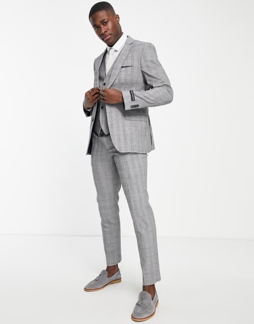 French Connection - Habitjakke med Prince of Wales-tern i slim fit