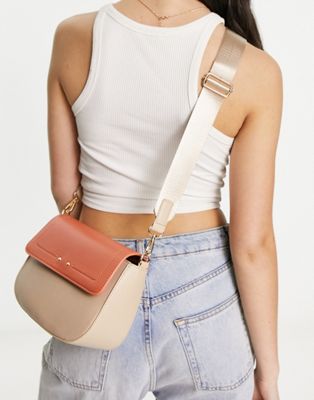 French Connection half moon cross body bag in contrast orange