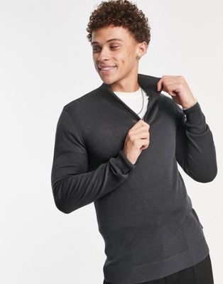 French Connection half zip jumper in charcoal