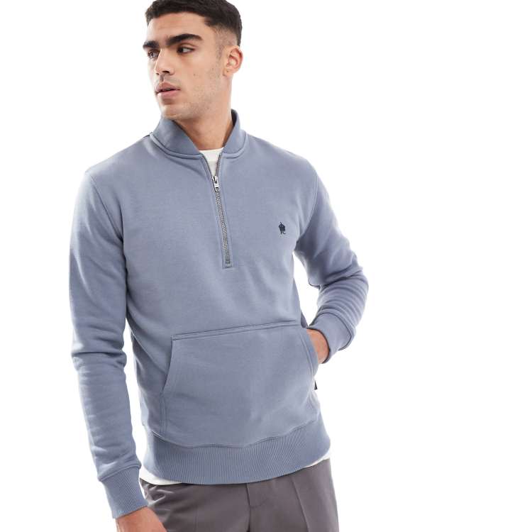 French Antique Border Pullover・BLUE Wren Half Zip Sweater Midnight Blue | French Connection UK