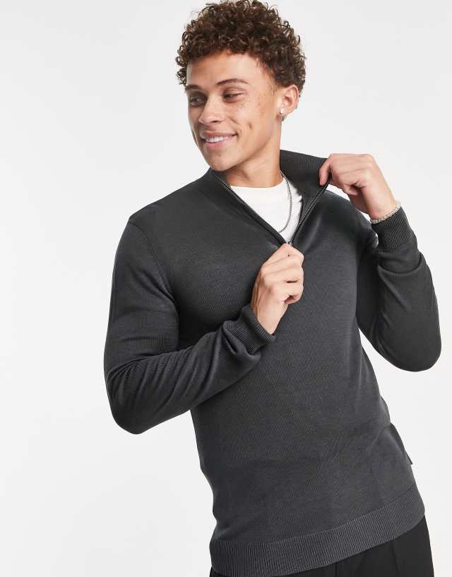 French Connection half zip sweater in charcoal