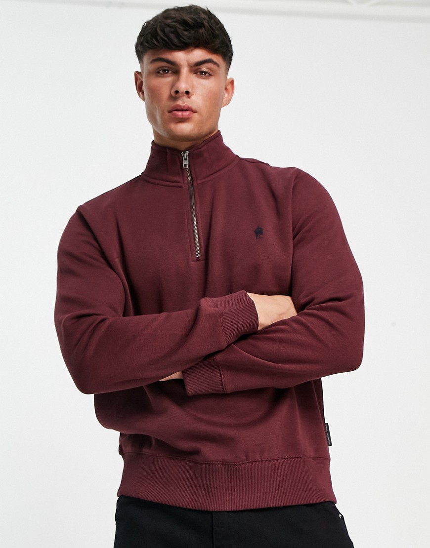 French Connection half zip sweatshirt in chateux-Red