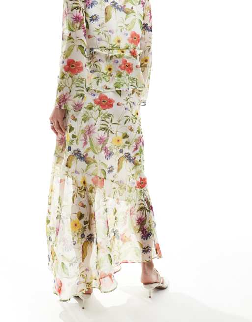 French Connection - Hallie - Gonna lunga bianca con stampa di fiori in coordinato, 4 di 5