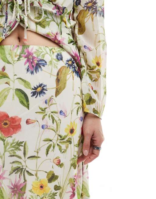 French Connection - Hallie - Gonna lunga bianca con stampa di fiori in coordinato, 5 di 5