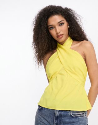 French Connection halterneck top in yellow - ASOS Price Checker