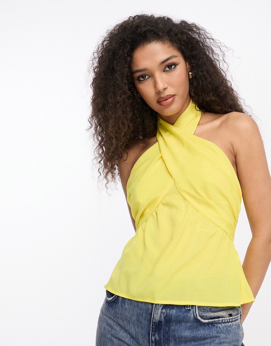 French Connection halterneck top in yellow