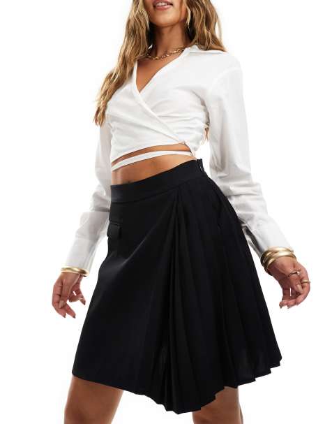 French Connection Harrie pleated mini skirt in black - view 1
