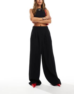 French Connection Harrie Wide Leg Suit Pants In Black