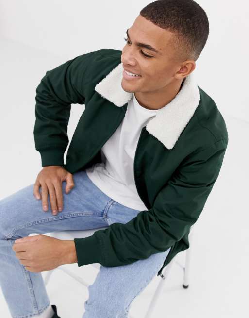 French Connection Harrington Fleece Collar Jacket ASOS