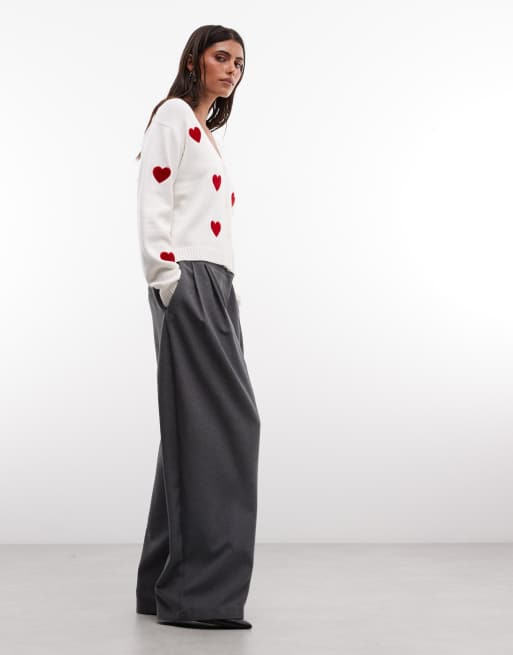 French Connection heart appliqué knit cardigan in white, 2 of 4