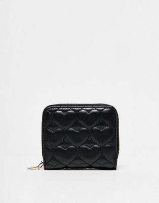 French Connection heart quilted purse in black
