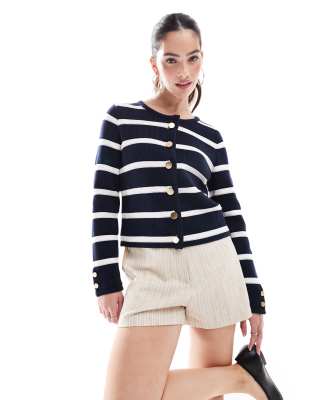 French Connection Heavyweight Button Up Cardigan In Multi