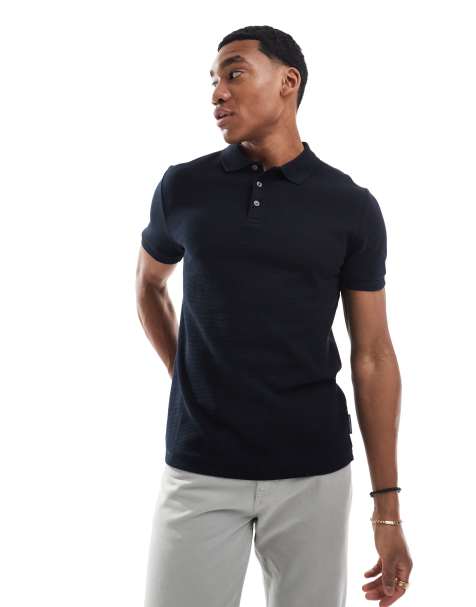 French Connection heavyweight ottoman polo in navy - view 1