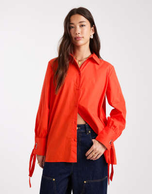 French Connection - Hemdbluse in Orange mit Knopfleiste und Rückendetail