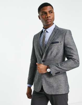 French Connection herringbone blazer in grey - ASOS Price Checker