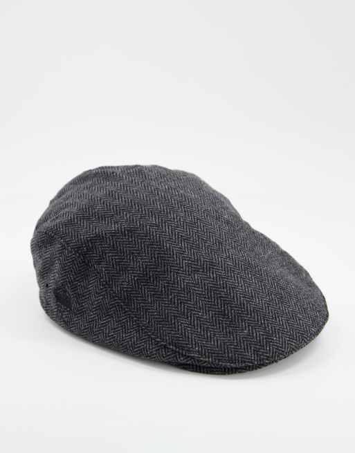 French Connection herringbone flat cap in grey | ASOS