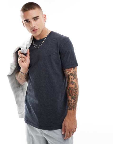 French Connection hexagon textured t-shirt in navy - view 1