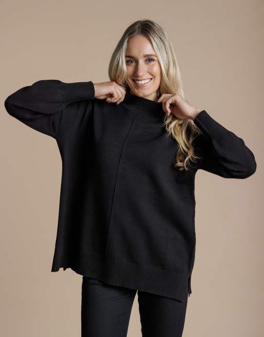 French Connection High neck cosy long sleeve jumper in black, 3 of 4