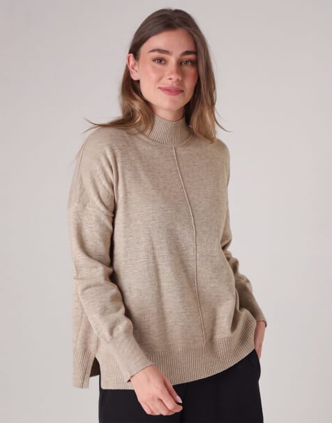 French Connection High neck cosy long sleeve jumper in camel - view 1