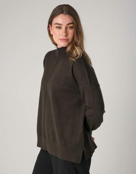 French Connection High neck cosy long sleeve jumper in dark green - view 1