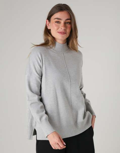 French Connection High neck cosy long sleeve jumper in light grey