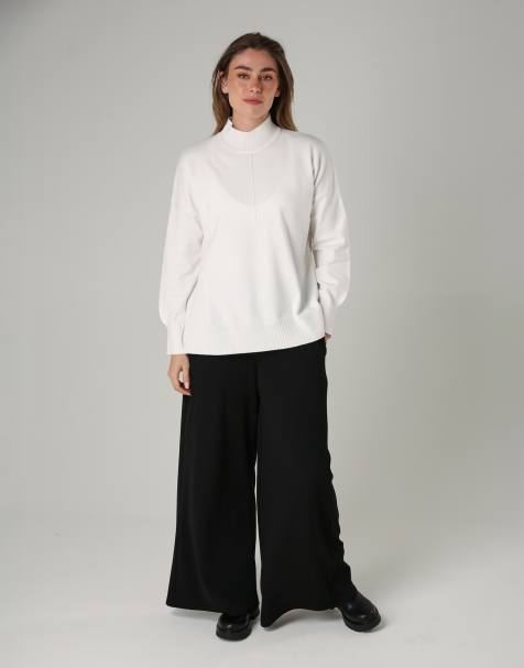 French Connection High neck cosy long sleeve jumper in white