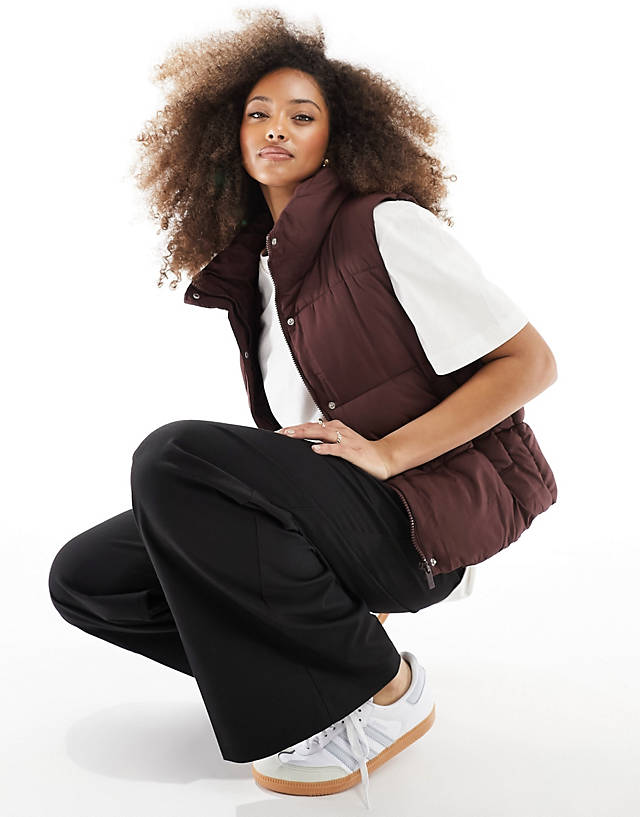 French Connection - high neck padded gilet in chocolate