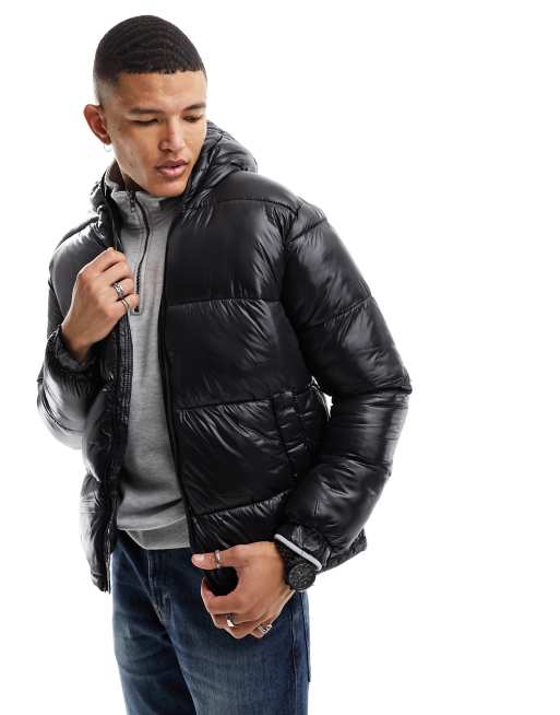 Black Shiny Puffer Jacket