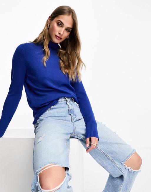 French Connection high-neck sweater in blue | ASOS