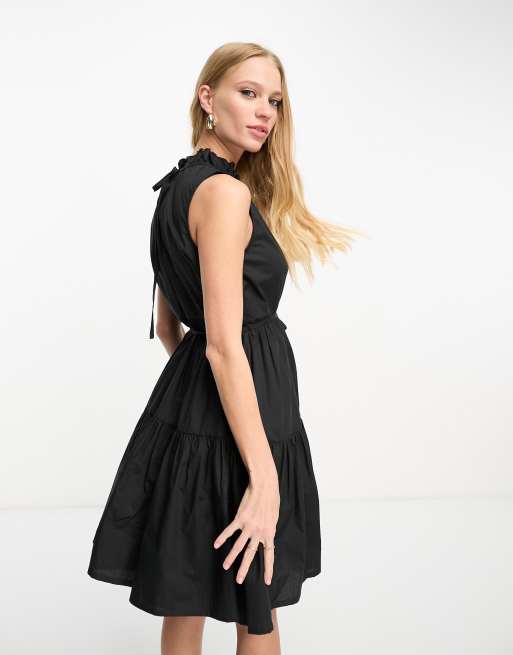 french sleeve black dress Elegant French Waist Pleated Half-Turtleneck Flared Sleeve Dresses Abaya Wedding Guest Gown (MA199) Black / XL
