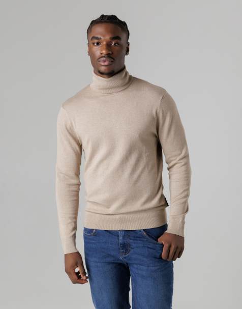 French Connection High roll neck knitted jumper in camel