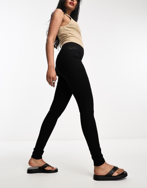 French Connection high waist skinny stretch jeggings in black