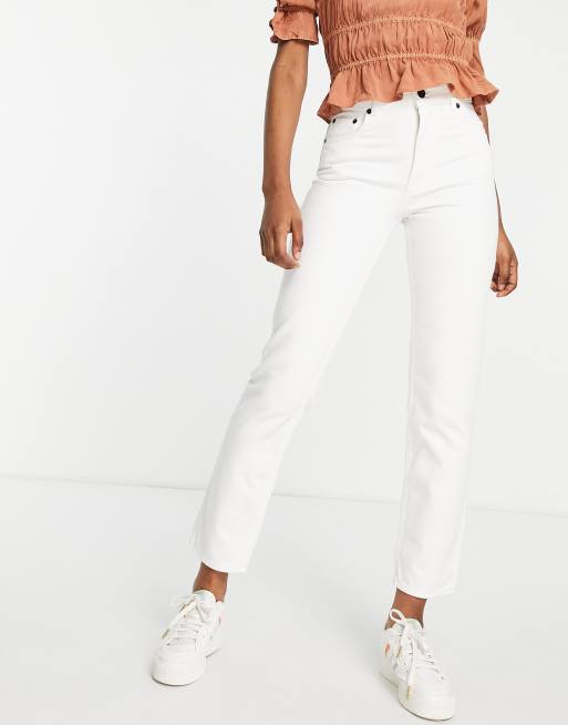 High-Waist Straight-Leg Jeans - White - Curvy Fit